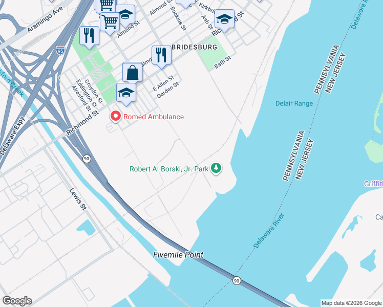 map of restaurants, bars, coffee shops, grocery stores, and more near 2951 Orthodox Street in Philadelphia