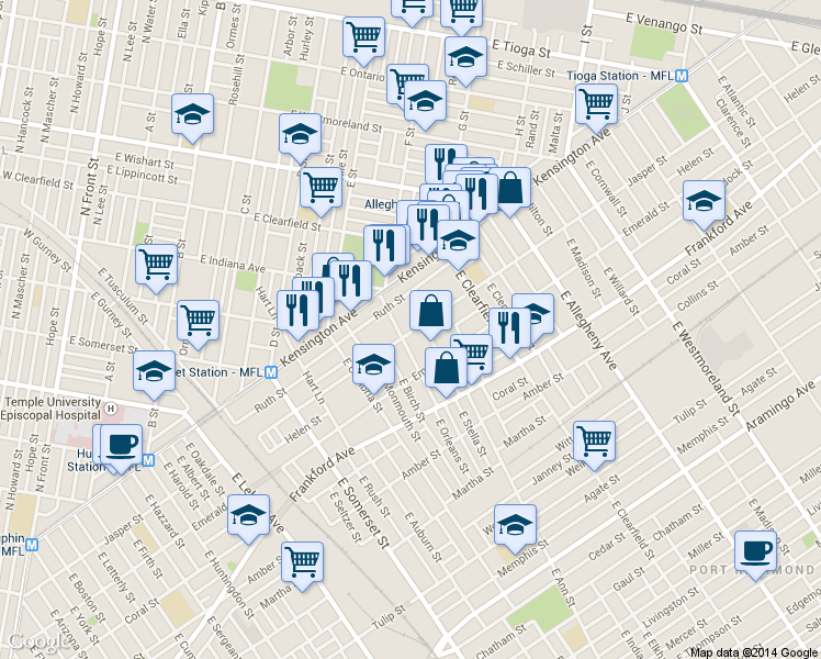 map of restaurants, bars, coffee shops, grocery stores, and more near 3012 Jasper Street in Philadelphia