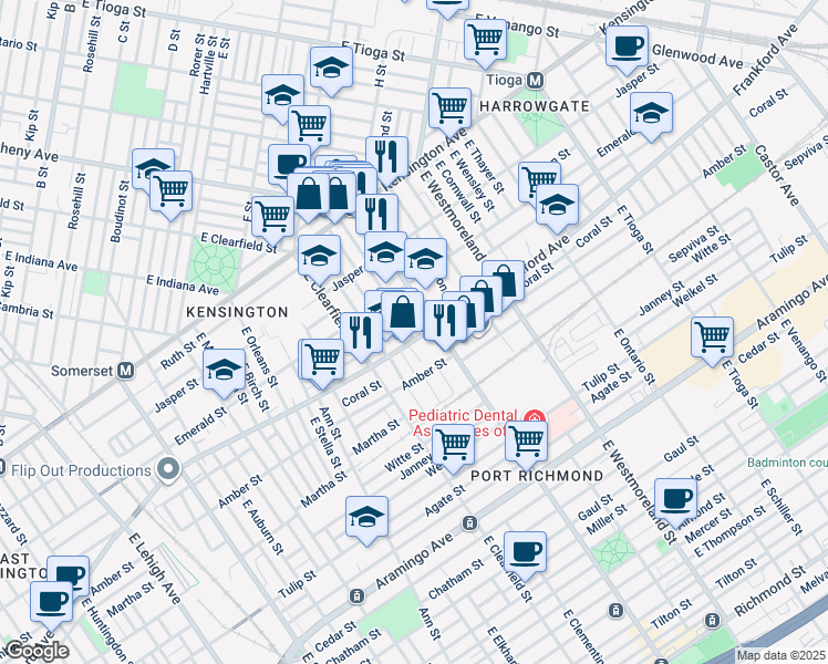 map of restaurants, bars, coffee shops, grocery stores, and more near in Philadelphia