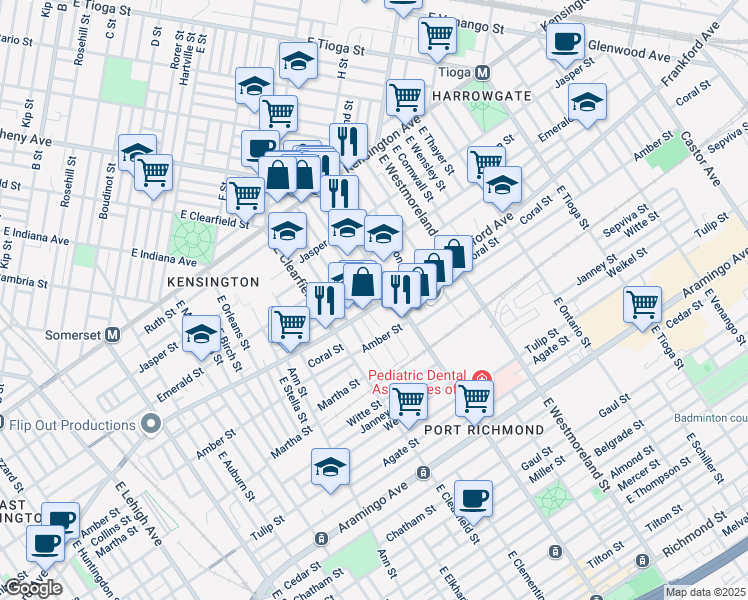 map of restaurants, bars, coffee shops, grocery stores, and more near in Philadelphia