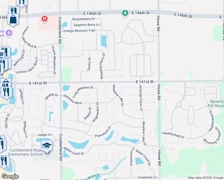 map of restaurants, bars, coffee shops, grocery stores, and more near 14069 Mimosa Court in Fishers