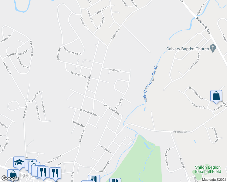 map of restaurants, bars, coffee shops, grocery stores, and more near 3022 Englewood Court in Dover