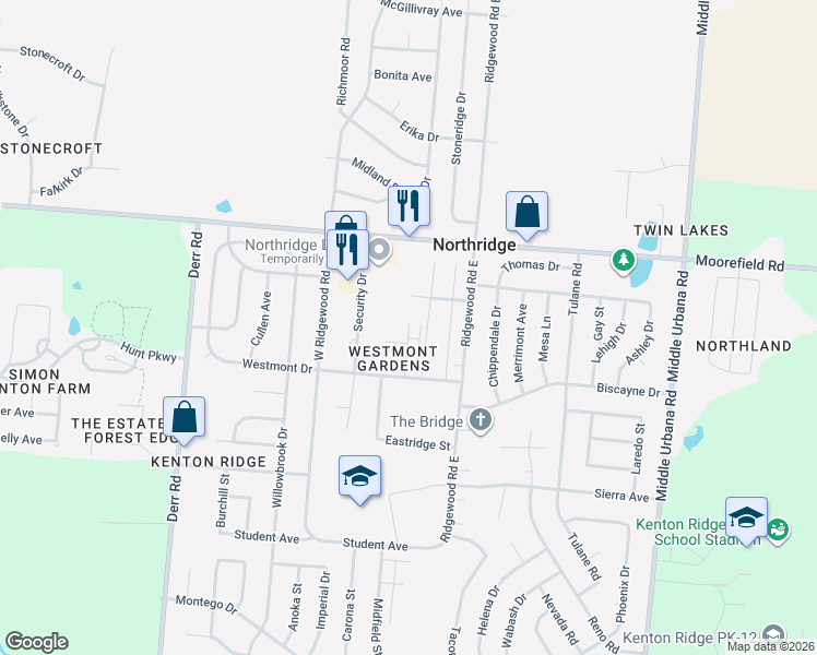 map of restaurants, bars, coffee shops, grocery stores, and more near 4818 Cornell Street in Springfield