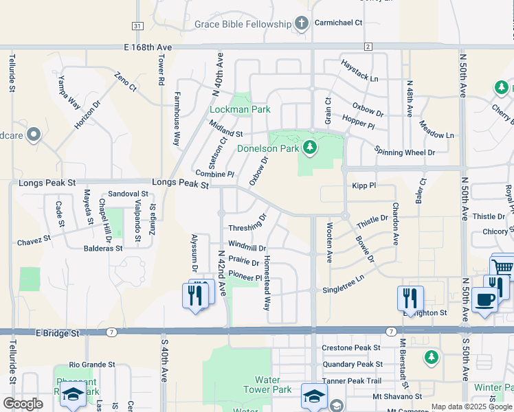 map of restaurants, bars, coffee shops, grocery stores, and more near 4286 Clover Lane in Brighton