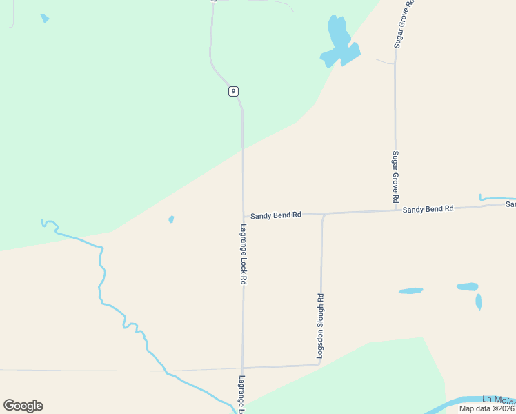 map of restaurants, bars, coffee shops, grocery stores, and more near 17301 Sandy Bend Road in Rushville