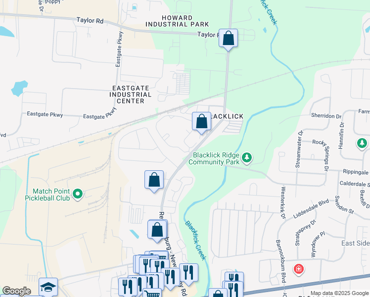map of restaurants, bars, coffee shops, grocery stores, and more near 506 Eastpointe Lake Drive in Columbus