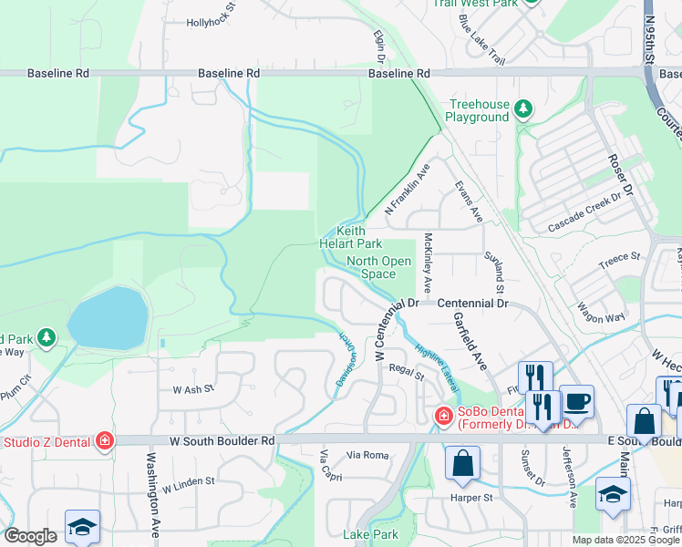 map of restaurants, bars, coffee shops, grocery stores, and more near 2311 Cliffrose Lane in Louisville