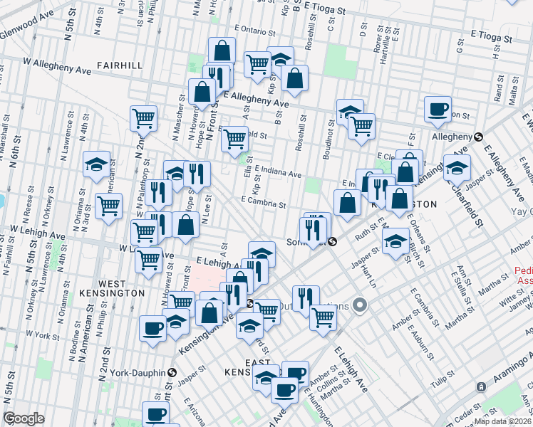 map of restaurants, bars, coffee shops, grocery stores, and more near in Philadelphia