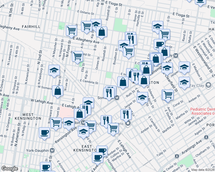 map of restaurants, bars, coffee shops, grocery stores, and more near in Philadelphia
