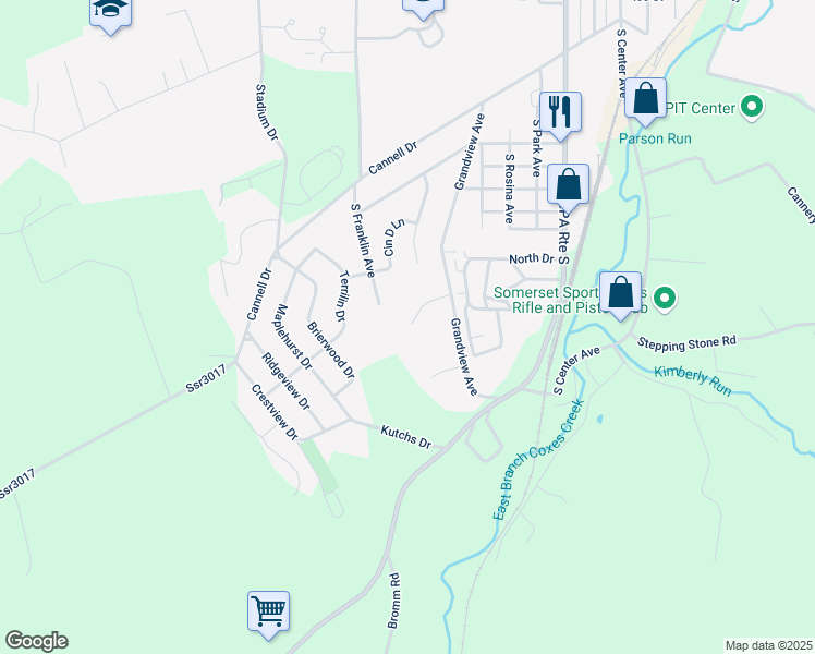 map of restaurants, bars, coffee shops, grocery stores, and more near 1299 Village Way in Somerset