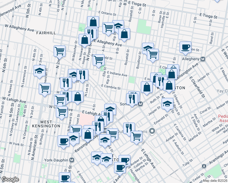 map of restaurants, bars, coffee shops, grocery stores, and more near 316 East William Street in Philadelphia