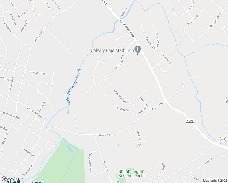 map of restaurants, bars, coffee shops, grocery stores, and more near 2658 Jessamine Way in York