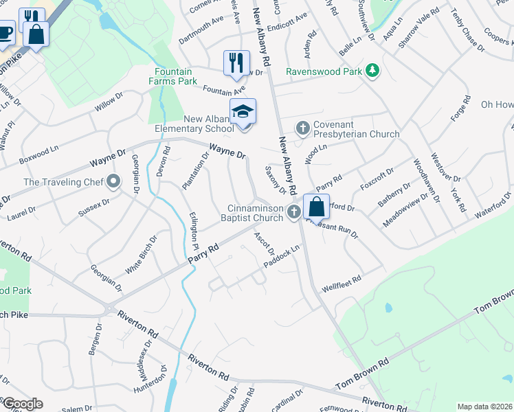 map of restaurants, bars, coffee shops, grocery stores, and more near 5 Winding Brook Drive in Cinnaminson