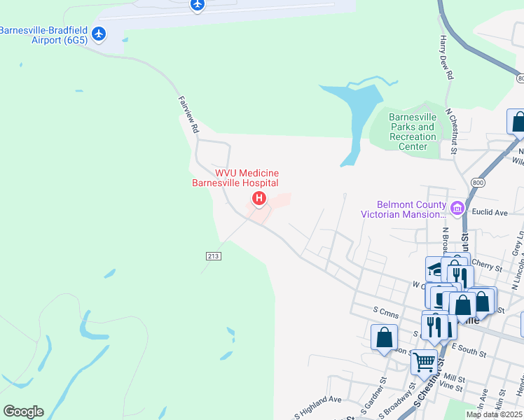 map of restaurants, bars, coffee shops, grocery stores, and more near 639 West Main Street in Barnesville