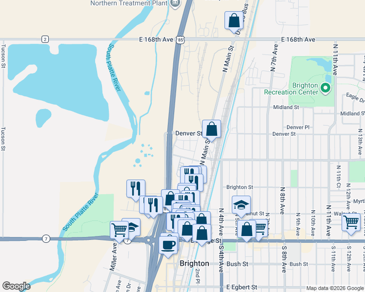 map of restaurants, bars, coffee shops, grocery stores, and more near 315 Madison Street in Brighton