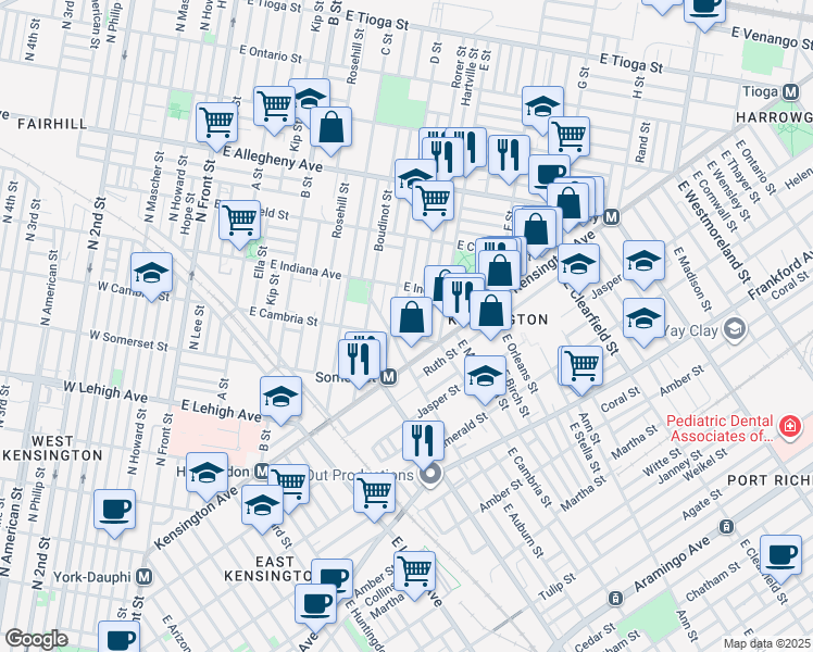 map of restaurants, bars, coffee shops, grocery stores, and more near 2904 Rorer Street in Philadelphia