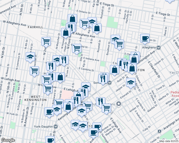 map of restaurants, bars, coffee shops, grocery stores, and more near in Philadelphia