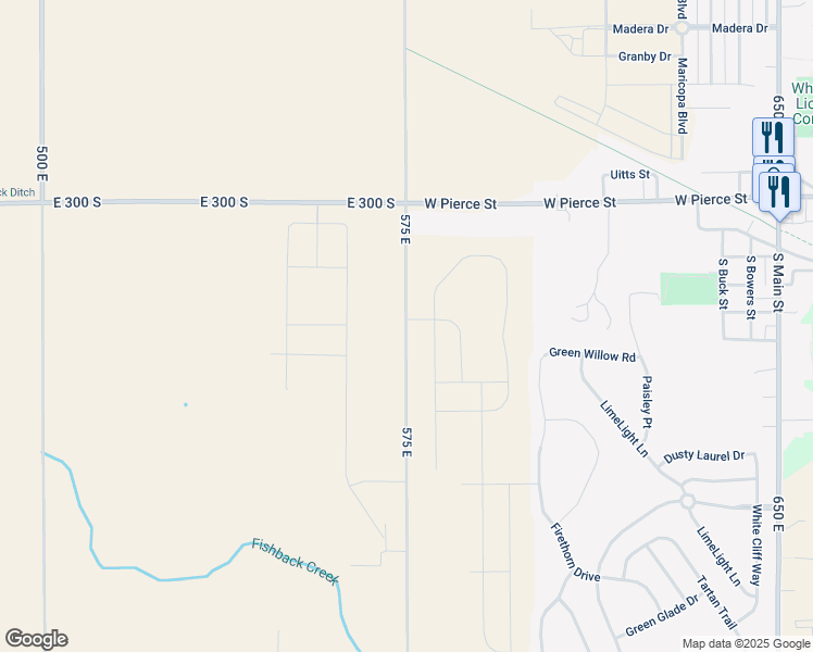 map of restaurants, bars, coffee shops, grocery stores, and more near 575 East in Whitestown