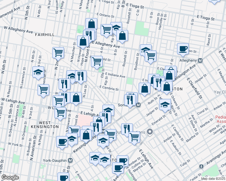 map of restaurants, bars, coffee shops, grocery stores, and more near 316 East William Street in Philadelphia