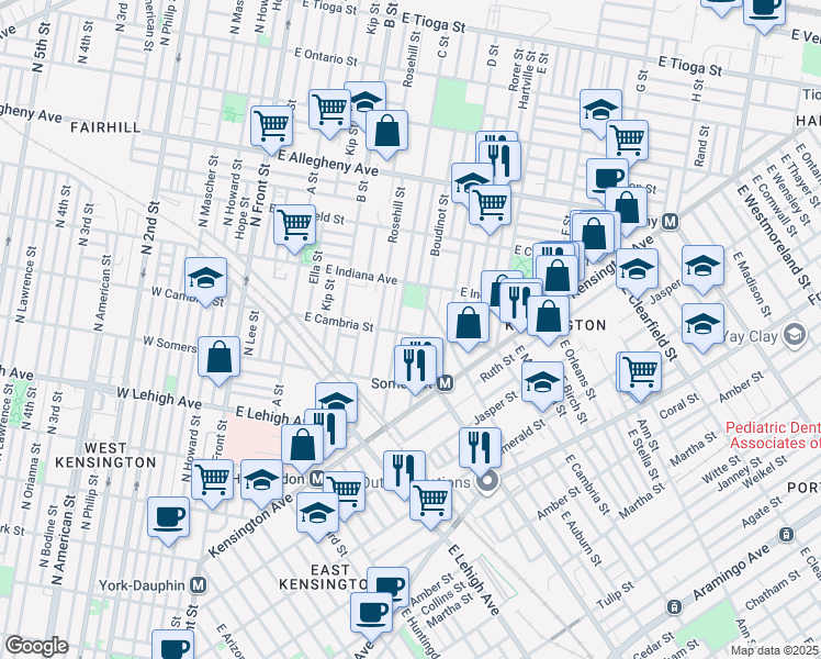 map of restaurants, bars, coffee shops, grocery stores, and more near in Philadelphia