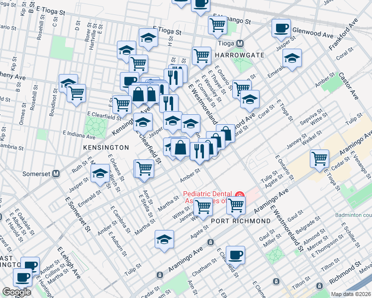 map of restaurants, bars, coffee shops, grocery stores, and more near in Philadelphia