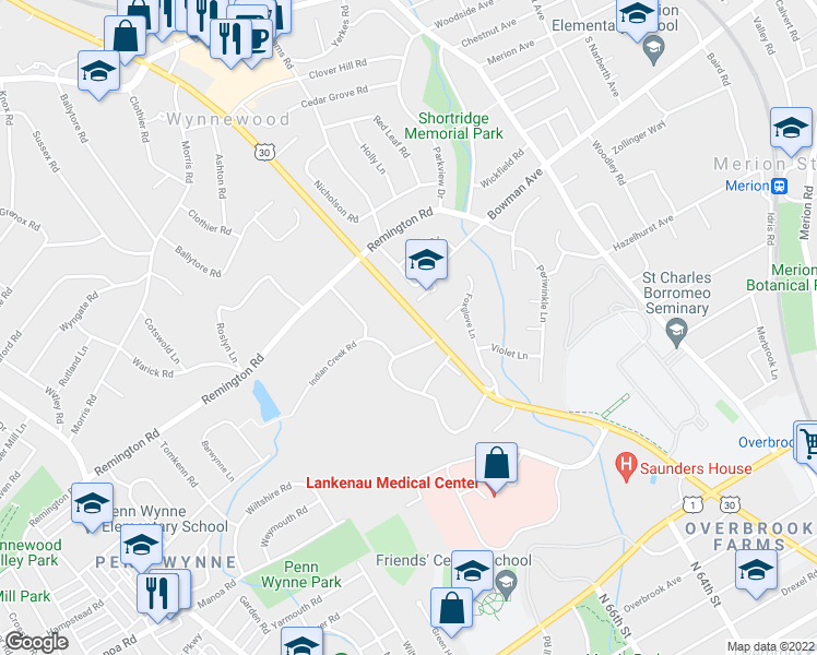 map of restaurants, bars, coffee shops, grocery stores, and more near 1001 Indian Creek Road in Wynnewood