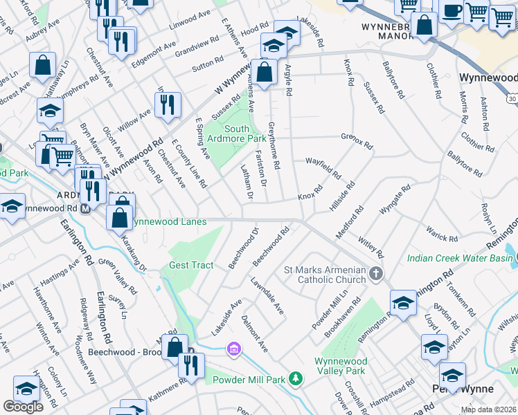map of restaurants, bars, coffee shops, grocery stores, and more near 1524 Knox Road in Wynnewood