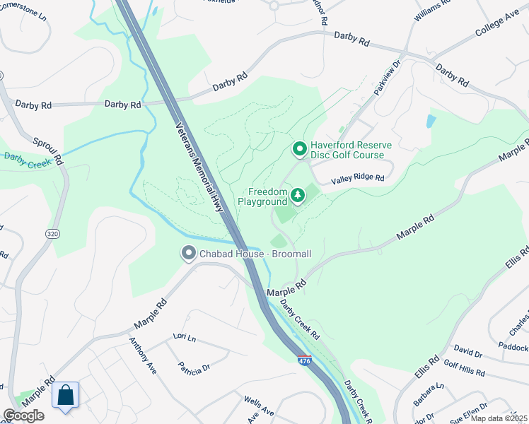 map of restaurants, bars, coffee shops, grocery stores, and more near 9000 Parkview Drive in Haverford