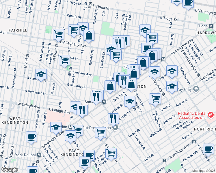 map of restaurants, bars, coffee shops, grocery stores, and more near 2904 Rorer Street in Philadelphia