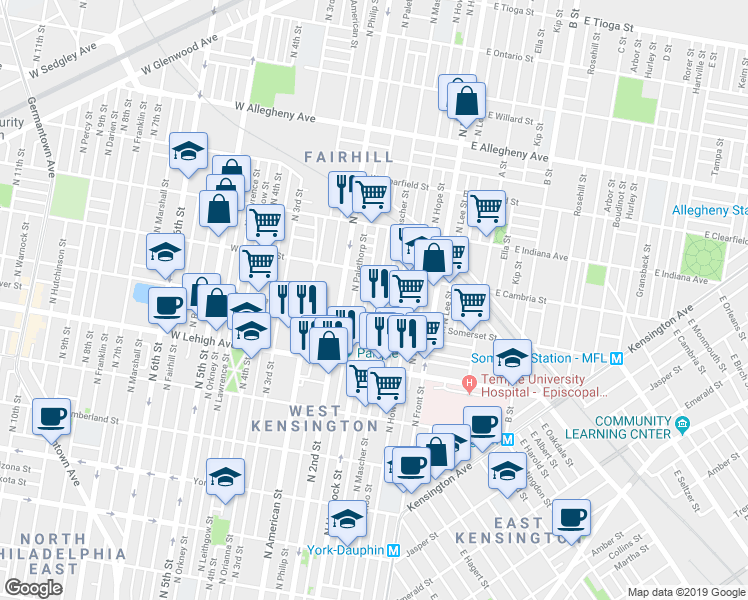 map of restaurants, bars, coffee shops, grocery stores, and more near 2826 Mutter Street in Philadelphia