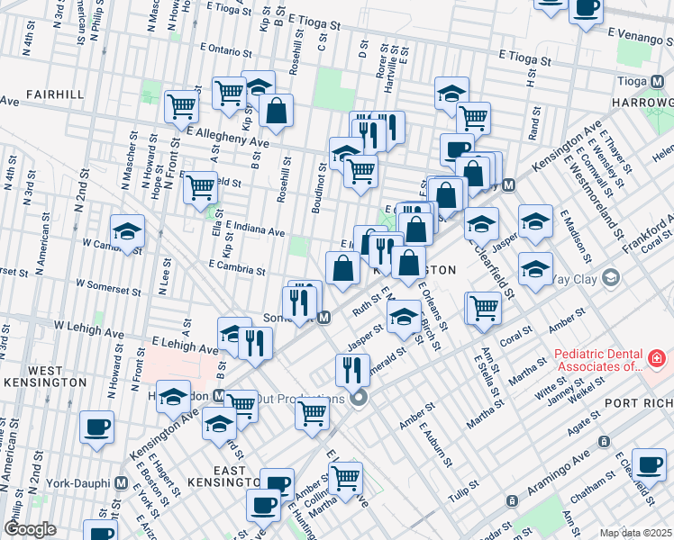 map of restaurants, bars, coffee shops, grocery stores, and more near 2904 Rorer Street in Philadelphia