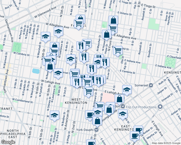 map of restaurants, bars, coffee shops, grocery stores, and more near 2826 Mutter Street in Philadelphia