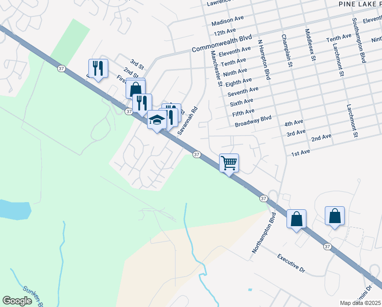 map of restaurants, bars, coffee shops, grocery stores, and more near 1881 New Jersey 37 in Toms River