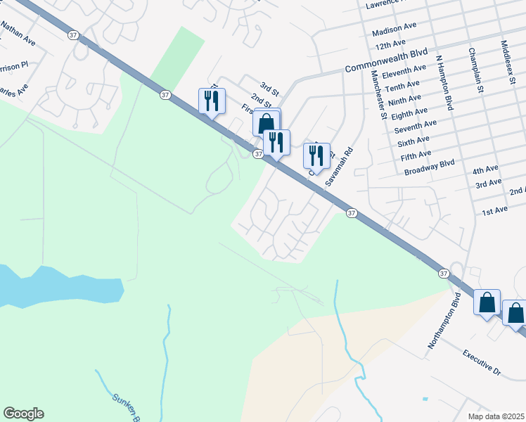 map of restaurants, bars, coffee shops, grocery stores, and more near 218 1st Avenue in Toms River