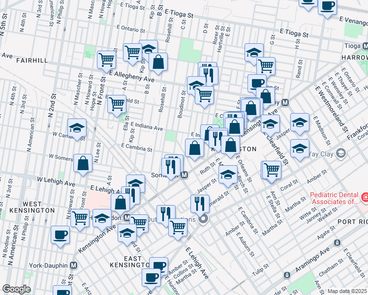 map of restaurants, bars, coffee shops, grocery stores, and more near in Philadelphia