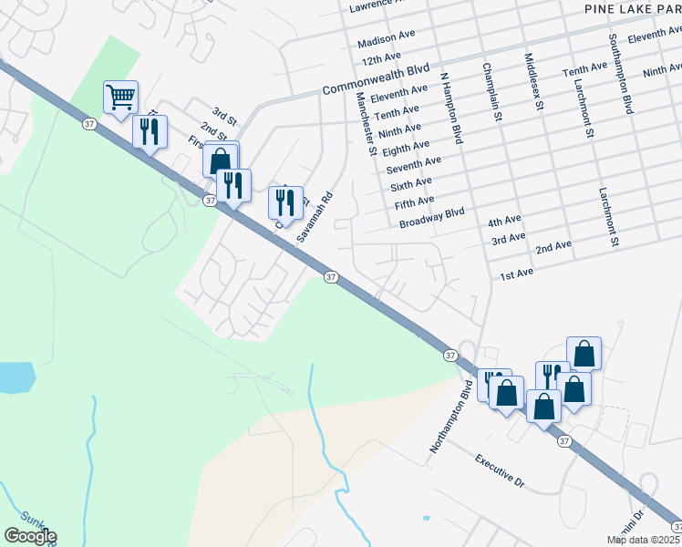 map of restaurants, bars, coffee shops, grocery stores, and more near 103-10 Linden Court in Leisure Village West