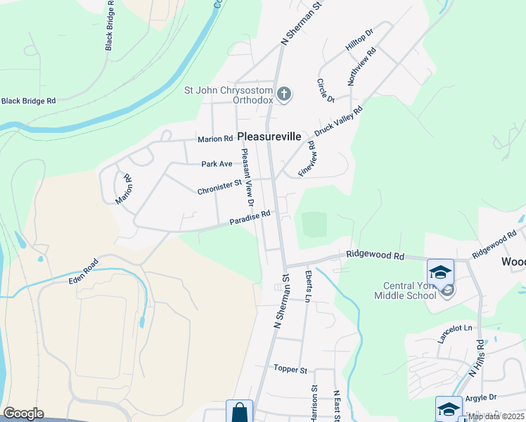 map of restaurants, bars, coffee shops, grocery stores, and more near 735 Paradise Road in York