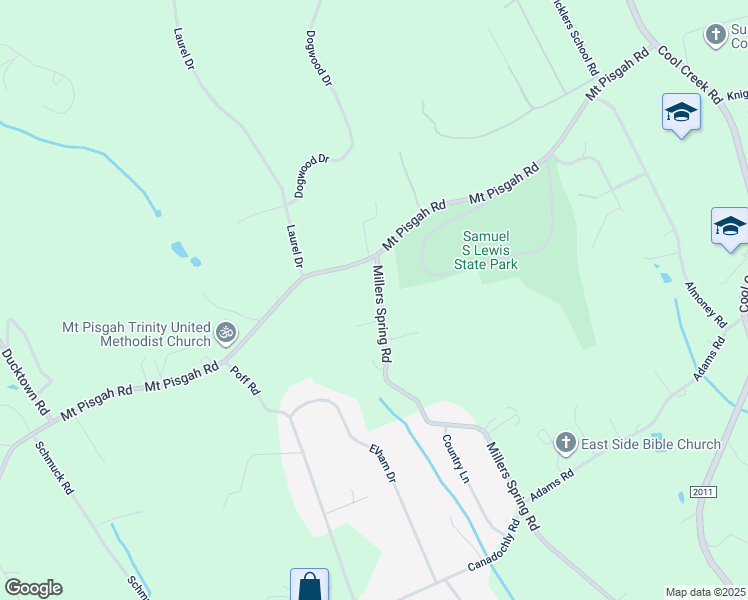 map of restaurants, bars, coffee shops, grocery stores, and more near 726 Millers Spring Road in York