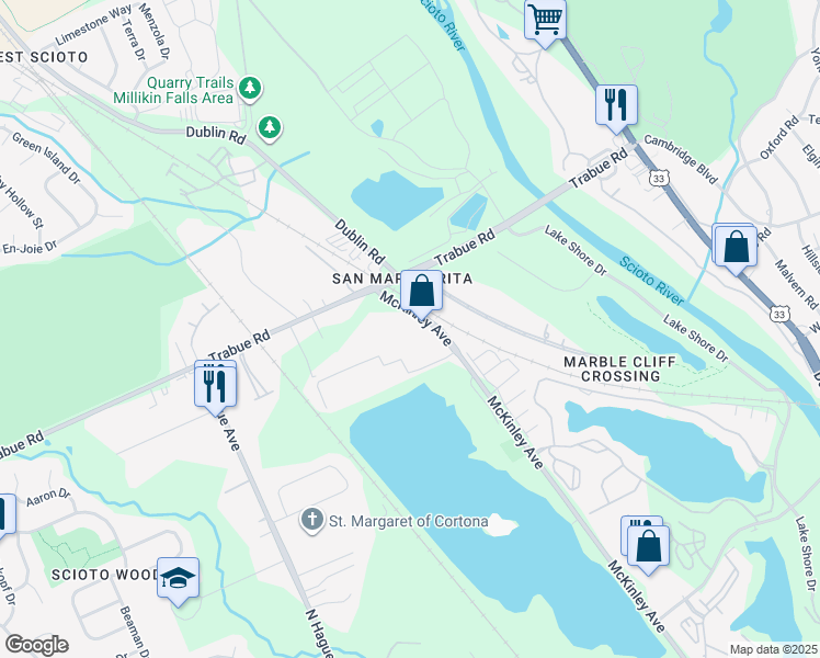 map of restaurants, bars, coffee shops, grocery stores, and more near 3255 Mc Kinley Avenue in Columbus