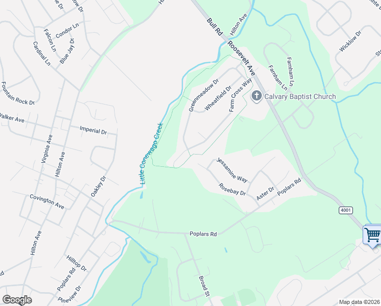 map of restaurants, bars, coffee shops, grocery stores, and more near 2716 Rosebay Drive in York