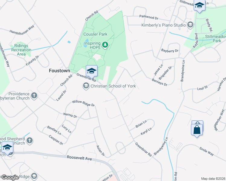 map of restaurants, bars, coffee shops, grocery stores, and more near 1098 Dandelion Drive in York