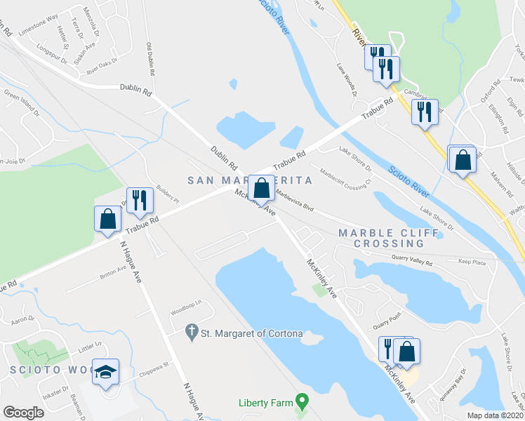 map of restaurants, bars, coffee shops, grocery stores, and more near 3255 Mc Kinley Avenue in Columbus