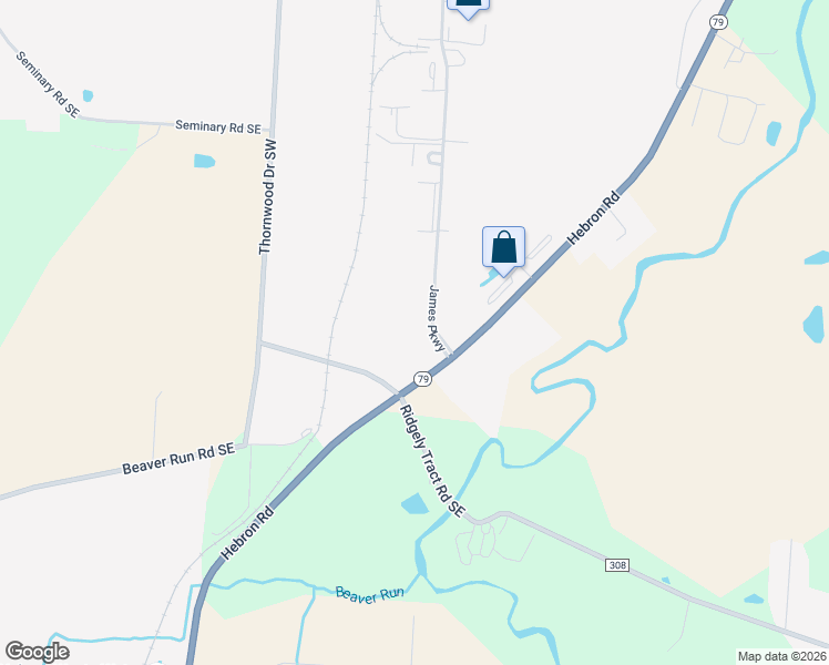 map of restaurants, bars, coffee shops, grocery stores, and more near 2145 James Parkway in Heath