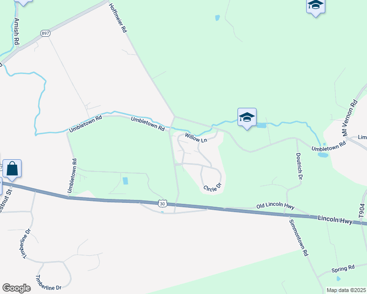 map of restaurants, bars, coffee shops, grocery stores, and more near 753 Willow Lane in Gap