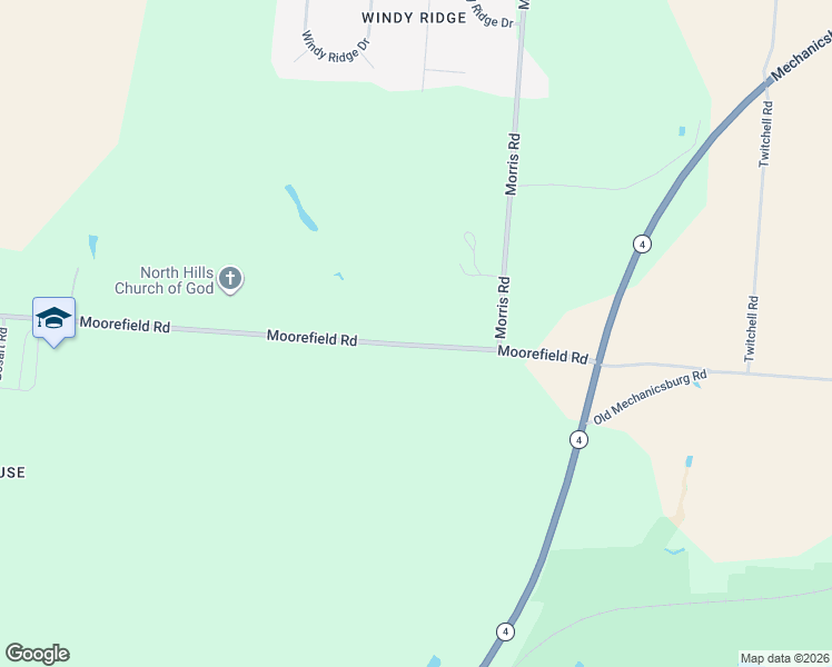 map of restaurants, bars, coffee shops, grocery stores, and more near 5181 Morris Road in Springfield