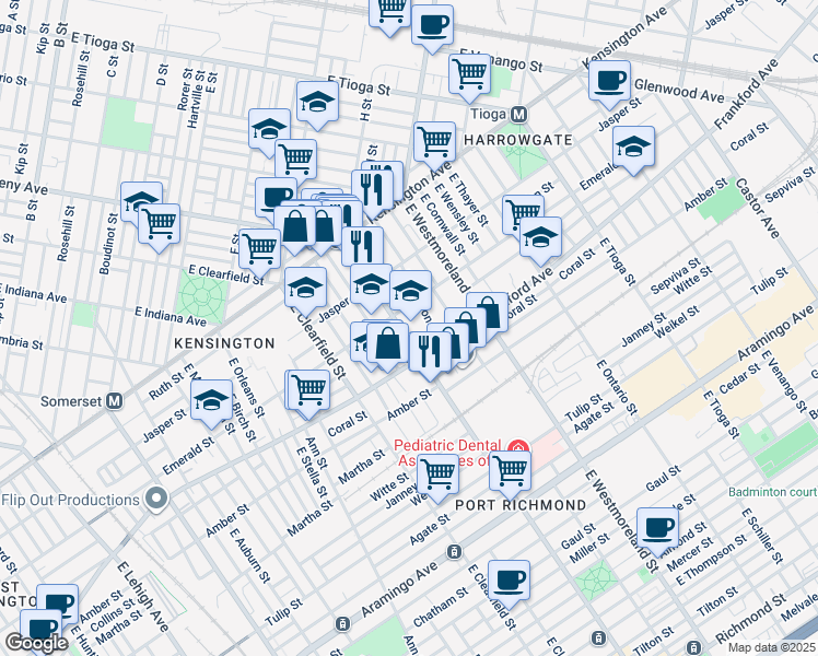 map of restaurants, bars, coffee shops, grocery stores, and more near in Philadelphia