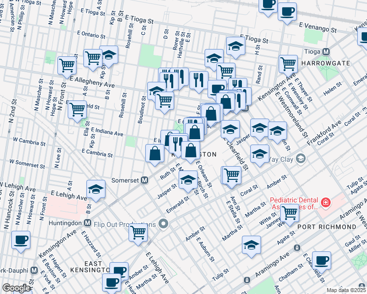 map of restaurants, bars, coffee shops, grocery stores, and more near in Philadelphia
