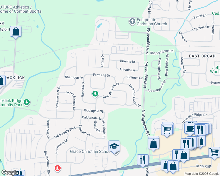 map of restaurants, bars, coffee shops, grocery stores, and more near 508 McPherson Drive in Blacklick