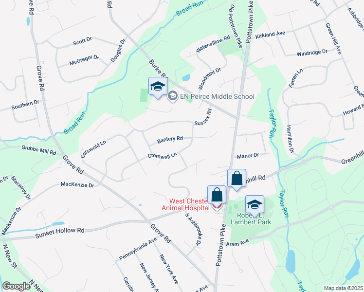 map of restaurants, bars, coffee shops, grocery stores, and more near 130 Cromwell Lane in West Chester