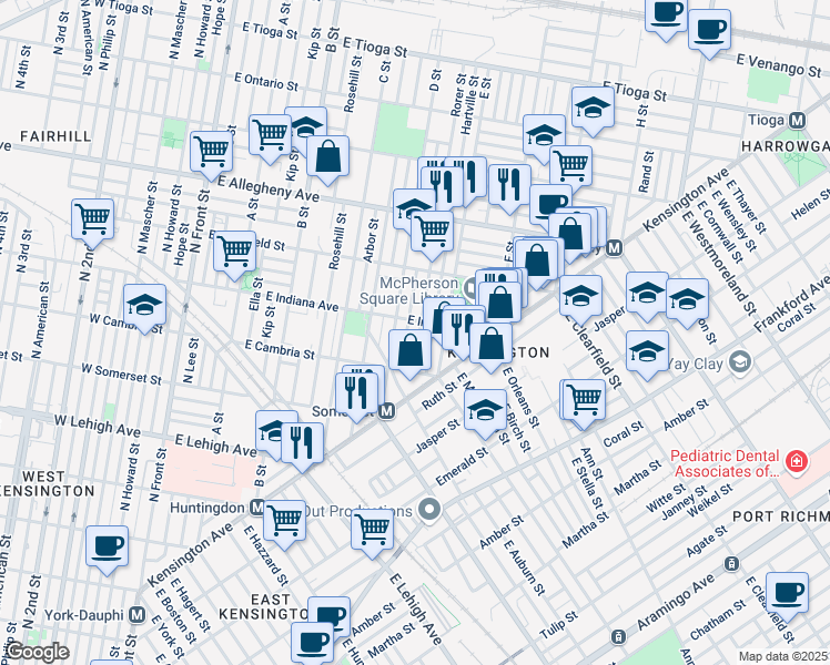 map of restaurants, bars, coffee shops, grocery stores, and more near 2950 Rorer Street in Philadelphia